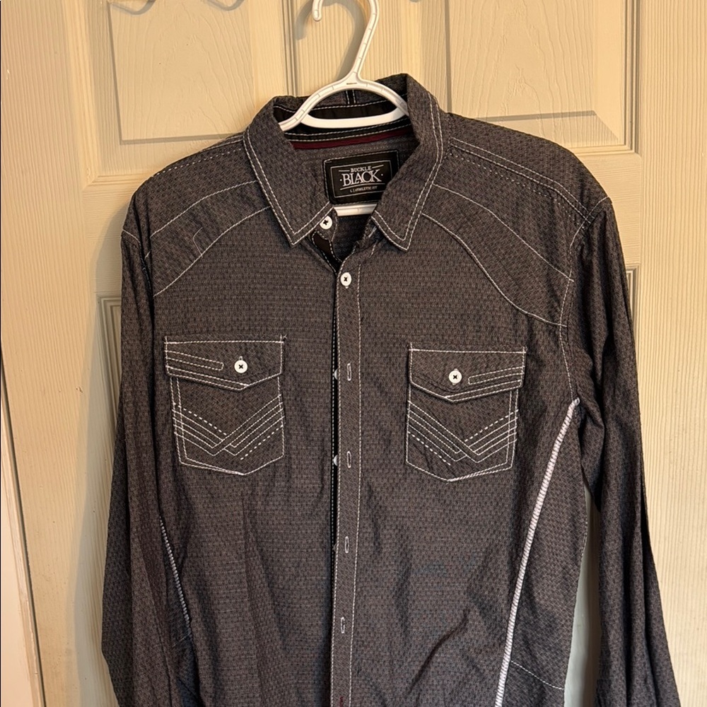 Buckle Black Label Gray Casual Button Down Shirt